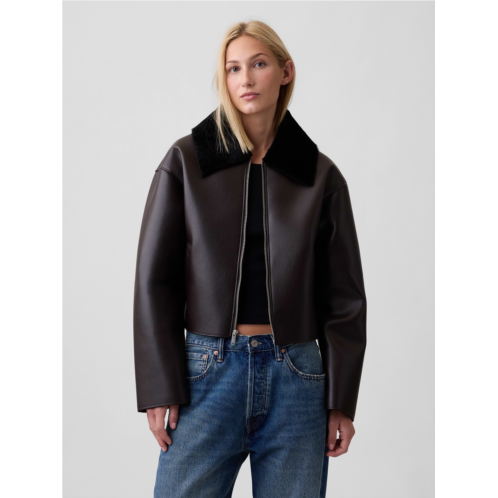 Gap Collared Vegan-Leather Jacket