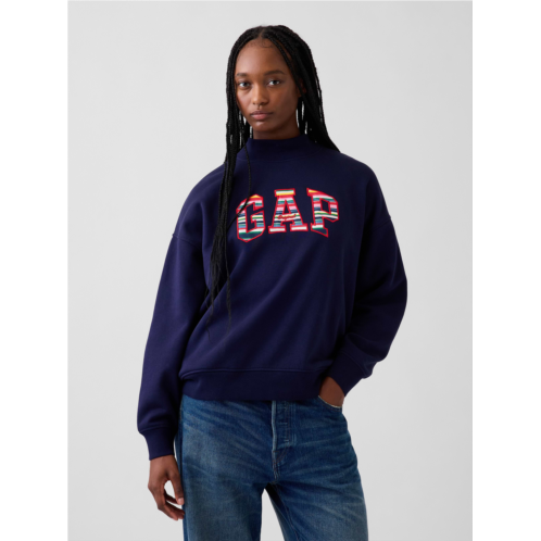 Gap VintageSoft Oversized Happy Stripe Logo Mockneck Sweatshirt