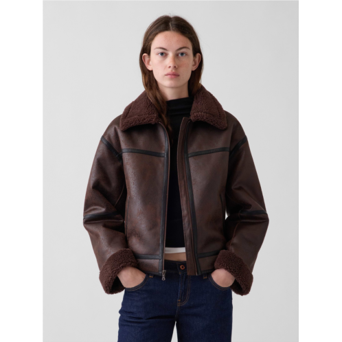 Gap Sherpa & Vegan Leather Flight Jacket