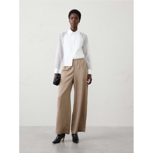 bananarepublic Wide-Leg High-Rise Pull-On Satin Pant