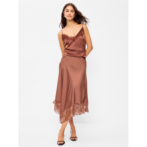 OldNavy Satin Asymmetrical-Hem Midi Skirt
