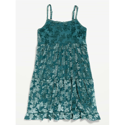 OldNavy Sleeveless Fit and Flare Floral Velour Dress for Girls