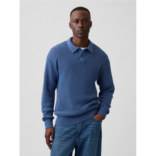 Gap 100% Cotton Relaxed Ribbed Polo Sweater