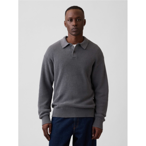 Gap 100% Cotton Relaxed Ribbed Polo Sweater