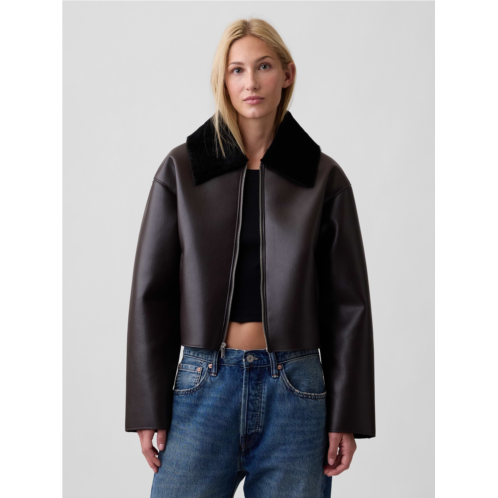 Gap Collared Vegan-Leather Jacket