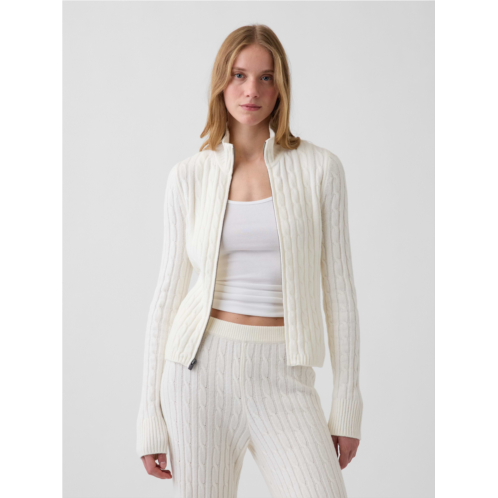 Gap CashSoft Cable-Knit Zip Cardigan