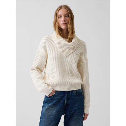 Gap 100% Cotton Relaxed Scarf-Neck Sweater