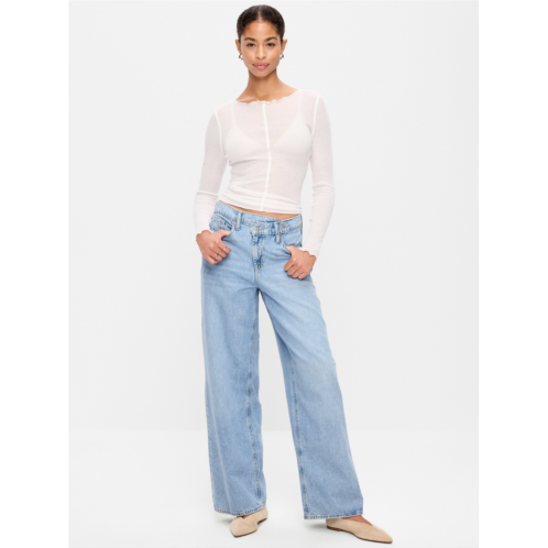 OldNavy High-Waisted Asymmetrical Button Baggy Jeans