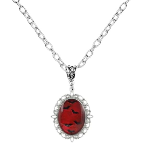 Gothic Raven Bat Glass Cameo Necklaces Vintage Goth Mystery Witch Necklac Punk Style Victorian Halloween Jewelry for Women