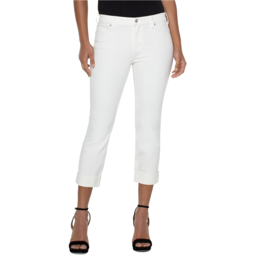 Liverpool Los Angeles Charlie Crop Wide Rolled Cuff in Bone White