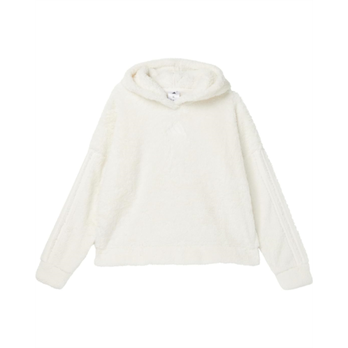 Adidas Kids 3-Stripes Sherpa Hooded Pullover (Big Kid)