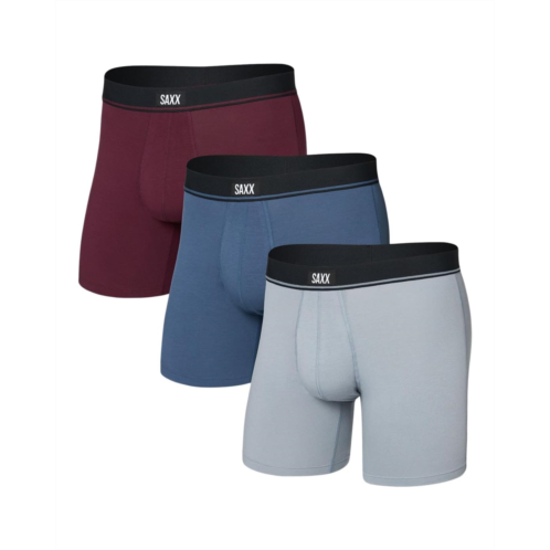 Mens SAXX UNDERWEAR Essential Cotton Boxer Brief Fly 3-Pack
