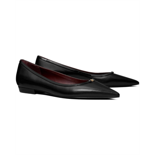 Womens Tory Burch Double T Buckle Pointed Toe Flats