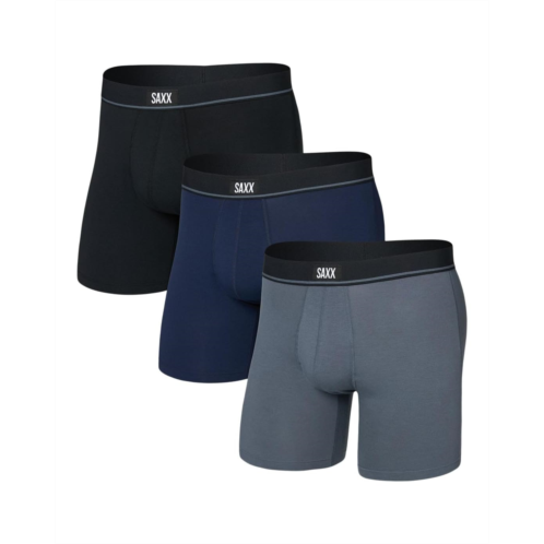 Mens SAXX UNDERWEAR Essential Cotton Boxer Brief Fly 3-Pack