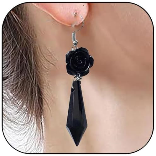 Gothic Bat Earrings Vintage Red Black Crystal Gems Dangle Earrings Punk Style Dark Bat Earring Wicked Earring Mystery Witch Gothic Costume Accessories Halloween Jewelry for Women