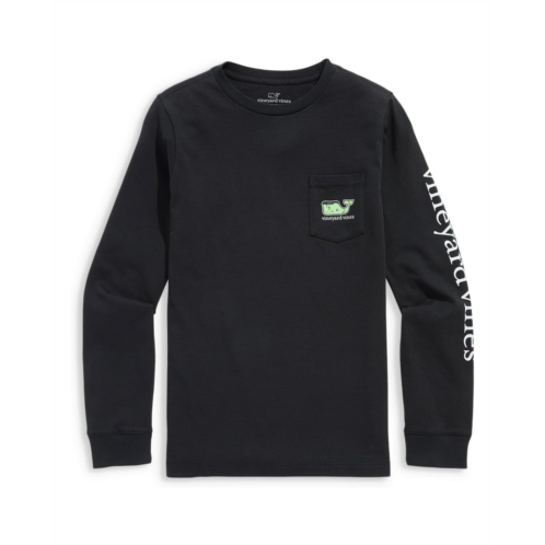 Vineyard Vines Kids Glow-In-The-Dark Franken-Whale Long-Sleeve Pocket Tee (Toddler/Little Kid/Big Kid)