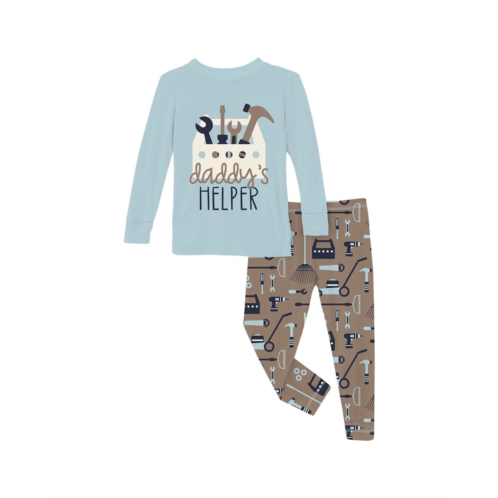 Kickee Pants Kids Long Sleeve Graphic Tee Pajama Set (Toddler/Little Kids/Big Kids)