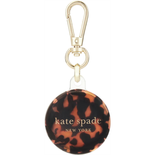 kate spade new york AirTag Holder with Gold Ring Clip - Tortoiseshell Stylish Anti-Scratch and Protective Case for Apple AirTag - Attaches Securely to Bags Luggage Keys Purse