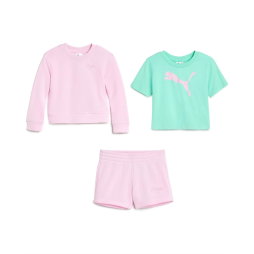 Girls PUMA Kids 3-Piece Set - Crew Neck T-Shirt & Shorts (Toddler)