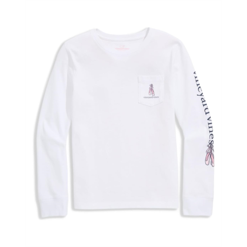 Vineyard Vines Kids Applique Ballerina Whale Long-Sleeve Pocket Tee (Toddler/Little Kid/Big Kid)