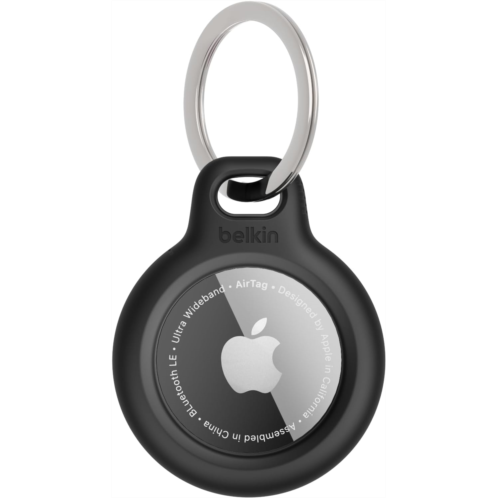 Belkin Apple AirTag Secure Holder with Key Ring - Durable Scratch-Resistant Case with Open Face & Raised Edges - Protective AirTag Keychain Holder Accessory for Keys Pets Luggag