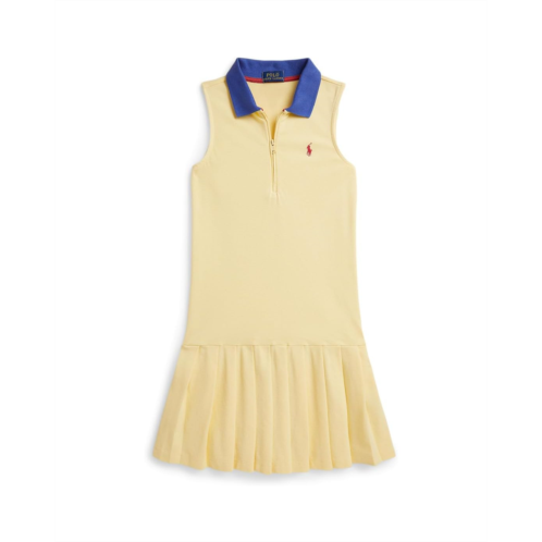 Girls Polo Ralph Lauren Kids Pleated Mesh 1/4 Zip Polo Dress (Big Kid)