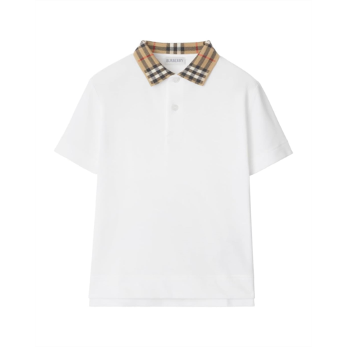 Boys Burberry Kids Johane Check Collar Polo Shirt (Toddler/Little Kid/Big Kid)