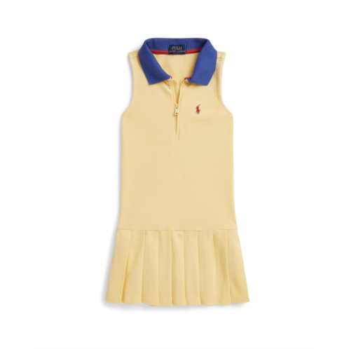 Girls Polo Ralph Lauren Kids Pleated Mesh 1/4 Zip Polo Dress (Toddler/Little Kid)