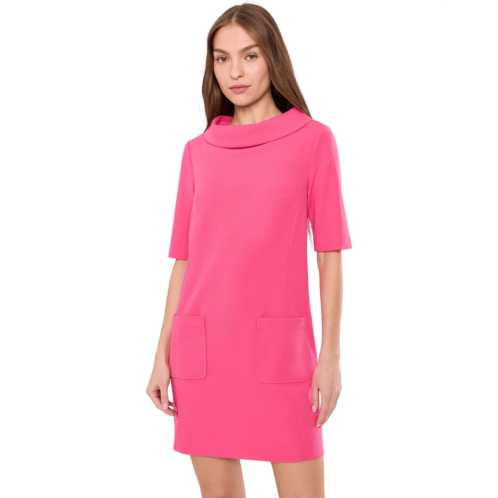 Trina Turk Drape Neck Straight Fit Dress