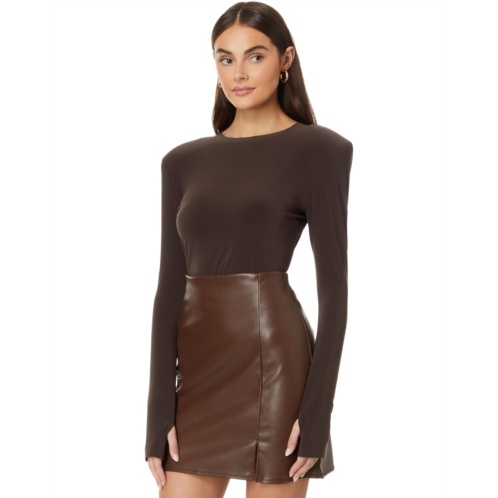 Womens Norma Kamali Shoulder Pad Long Sleeve Crew Top