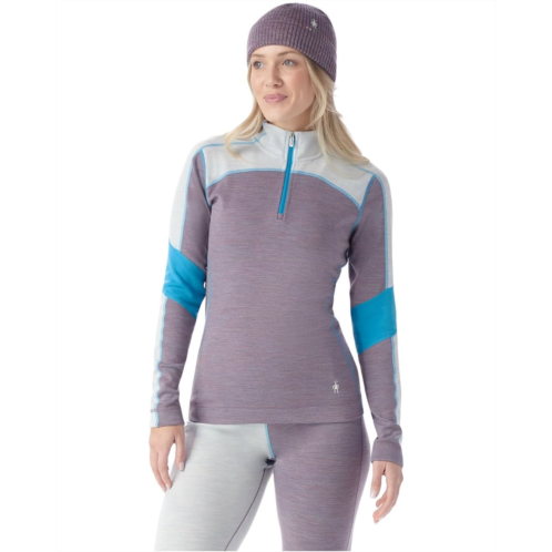 Womens Smartwool Classic Thermal Merino Base Layer Colorblock 1/4 Zip