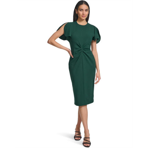 Calvin Klein Scuba Crepe Split Sleeve Sheath