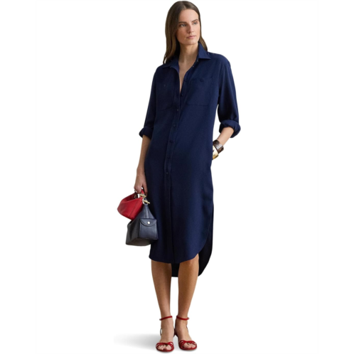 POLO Ralph Lauren Womens Lauren Ralph Lauren Double-Faced Georgette Shirtdress