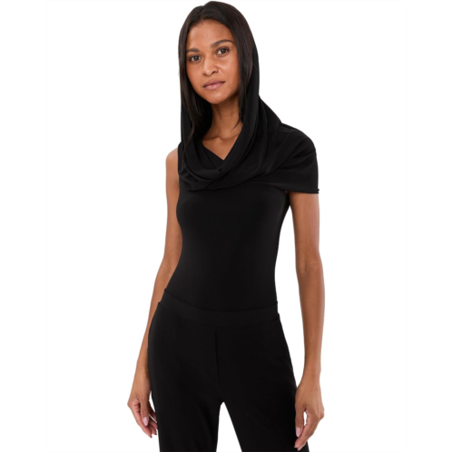 Norma Kamali Sleeveless Cowl Neck Hooded Bodysuit