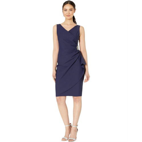 Womens Alex Evenings Short Slimming Dress with Side Ruched Skirt