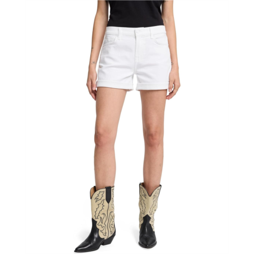 7 For All Mankind Mid-Roll Shorts in Broken Twill White