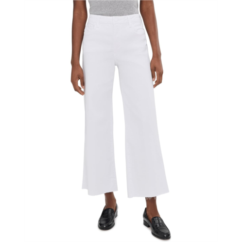 Womens KUT from the Kloth Meg High-Rise Fab Ab Wide Leg Raw Hem in Optic White