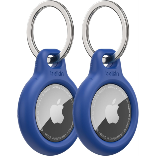 Belkin Apple AirTag Secure Holder with Key Ring Durable Scratch Resistant Case with Open Face & Raised Edges 2 count (Pack of 1)