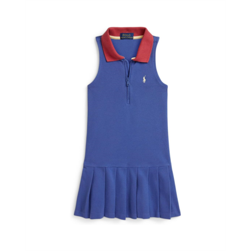 Girls Polo Ralph Lauren Kids Pleated Mesh 1/4 Zip Polo Dress (Toddler/Little Kid)
