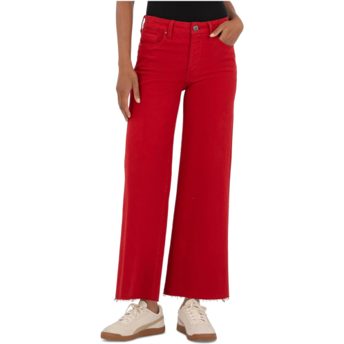 KUT from the Kloth Meg High-Rise Fab Ab Wide Leg Raw Hem
