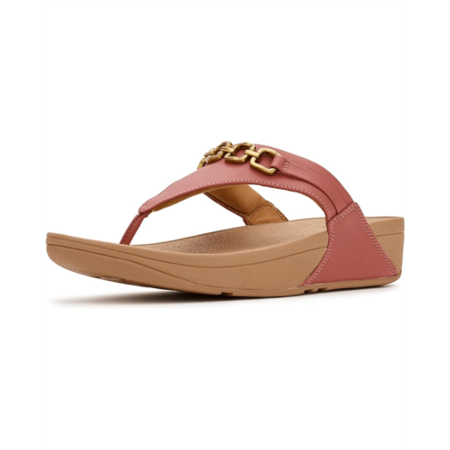 FitFlop Lulu Square-Chain Leather Toe-Post Sandals