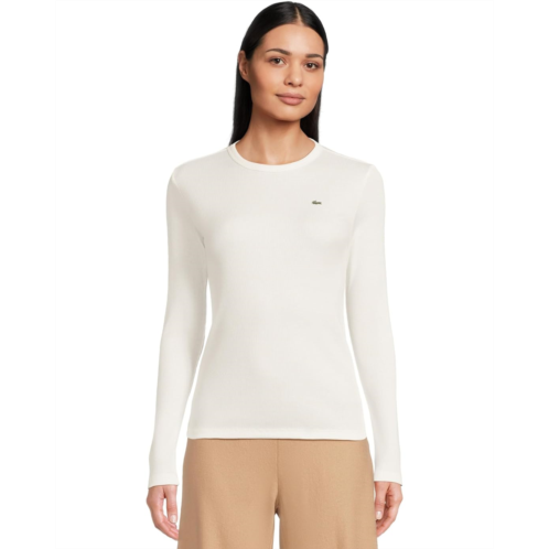 Womens Lacoste Slim Fit Ribbed Cotton T-Shirt
