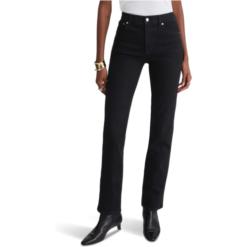 Womens Madewell Longline Straight Jean In Black Frost