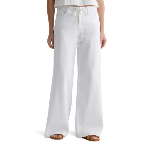 AG Jeans Stella Mid-Rise Cinched Wide Leg Palazzo in White
