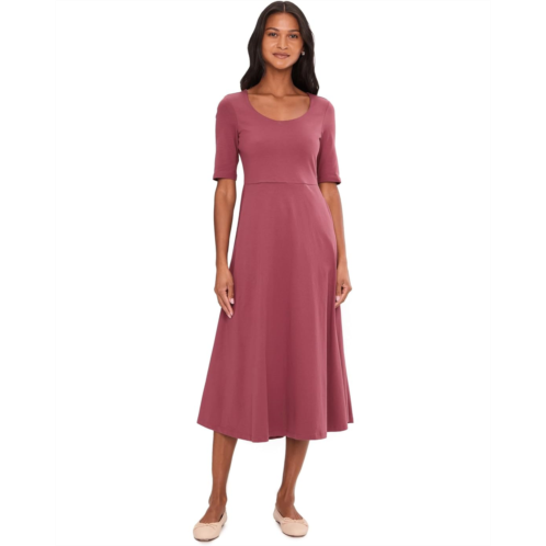 PACT Fit & Flare Scoop Midi Dress