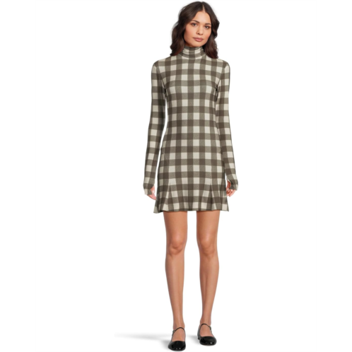 Norma Kamali Long Sleeve Turtle Fishtail Mini Dress