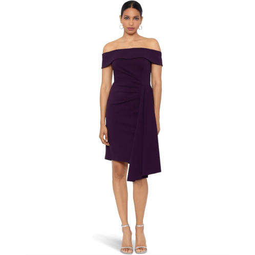 XSCAPE Off-the-Shoulder Scuba Crepe with Drape