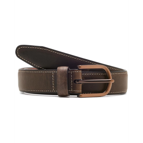 Johnston & Murphy Oiled Contrast-Stitched Leather Belt