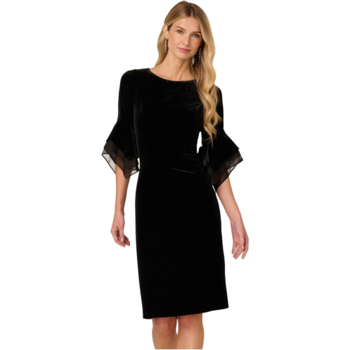 Adrianna Papell Velvet Bell Sleeve Short Dress