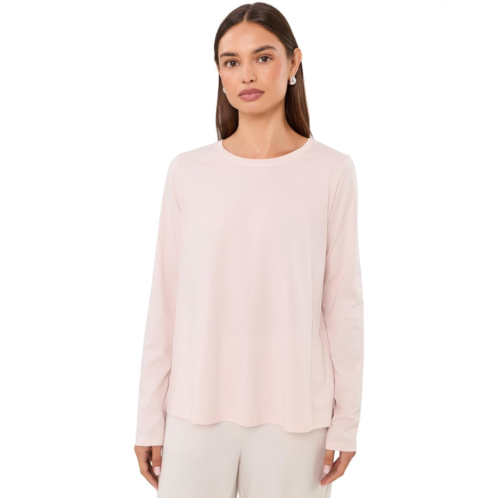 Womens Eileen Fisher Organic Pima Cotton Jersey Round Neck Long Sleeve Tee